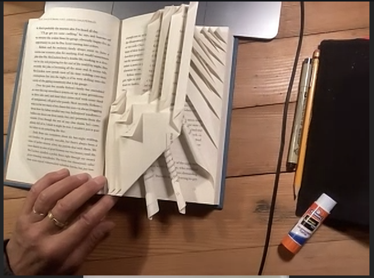 Picture of folded pages of a book sculpture