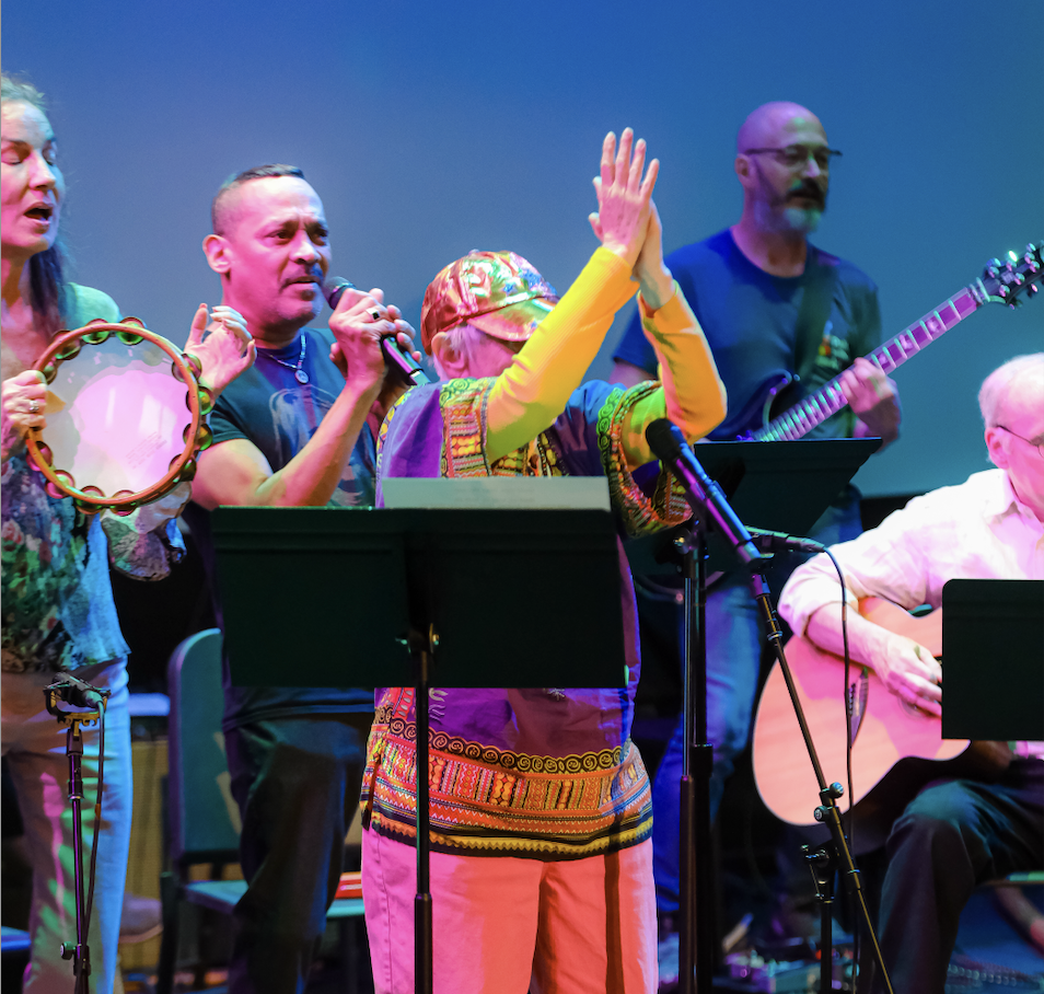 Participants at the 2024 showcase perform with the Jam Band