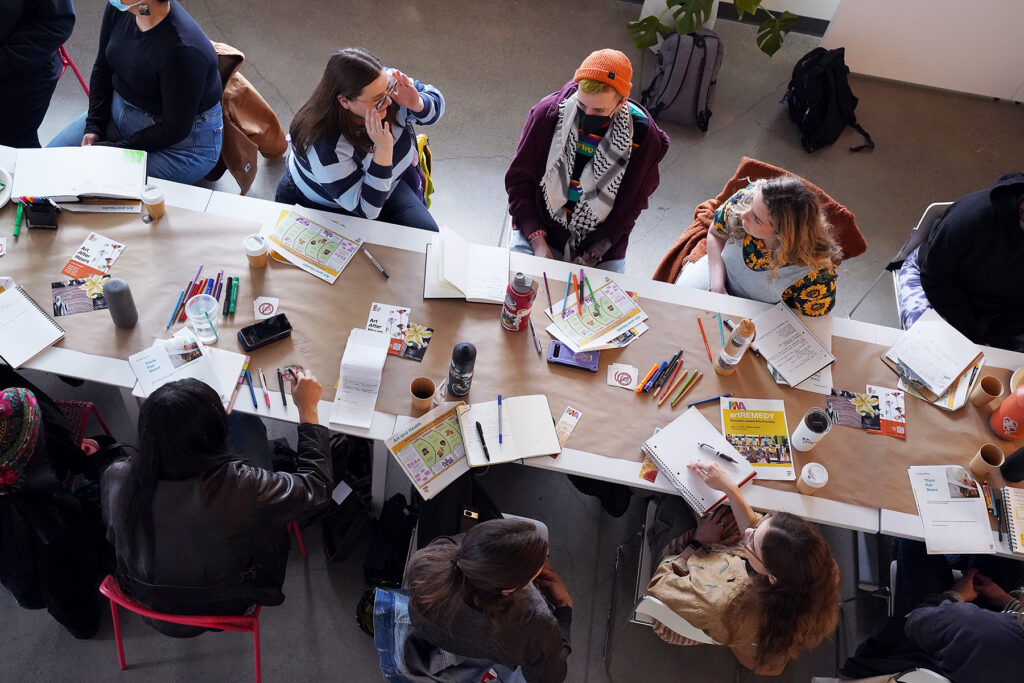 Participants connect with one other during an artREMEDY training